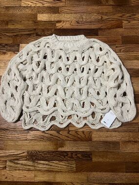 MOTF Open-Knit Cream Scoop Neck Sweater